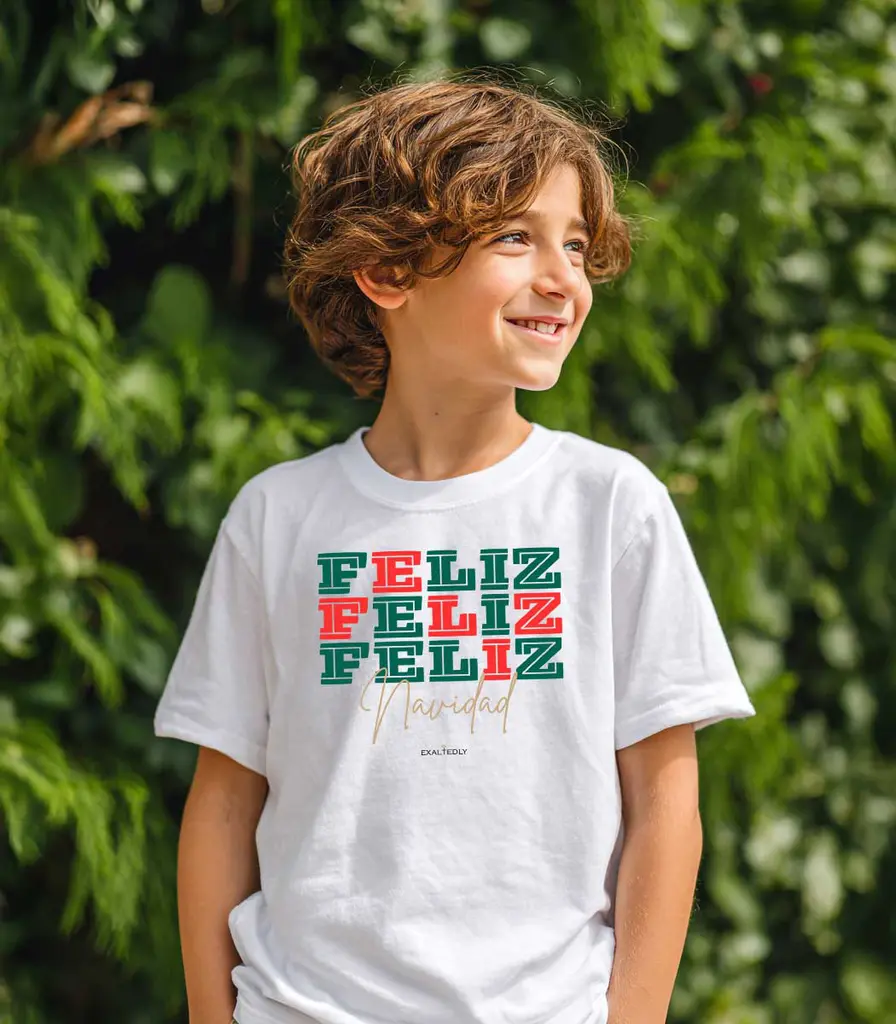 Feliz Feliz Feliz Navidad Kid's Christmas Tee
