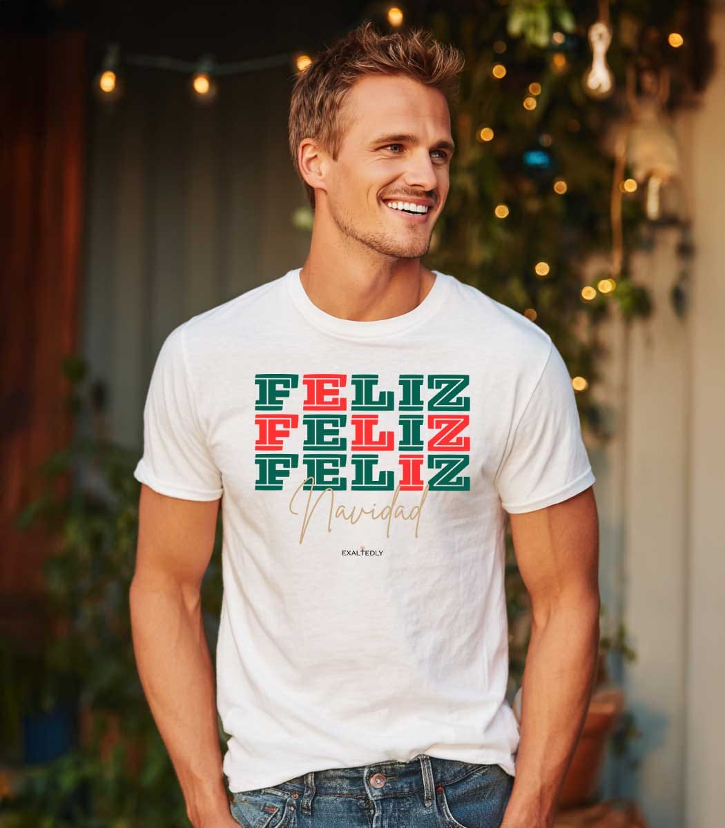 Feliz Feliz Feliz Navidad Christmas Tee