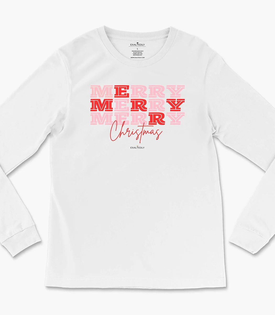 Merry Merry Merry Christmas Women's Long Sleeve Tee